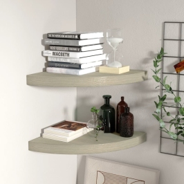 323926  Floating Corner Shelves 2 pcs Oak 35x35x3,8 cm MDF