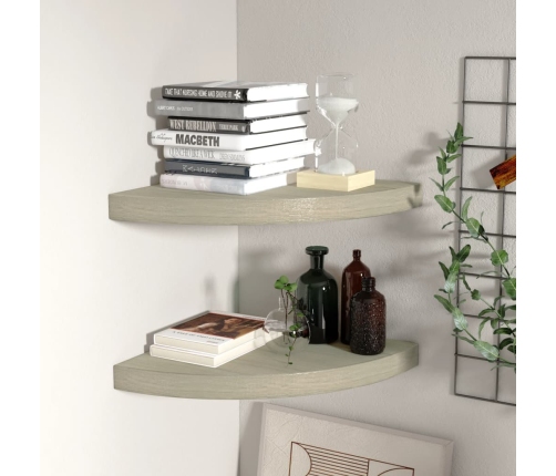 323926 vidaXL Floating Corner Shelves 2 pcs Oak 35x35x3,8 cm MDF