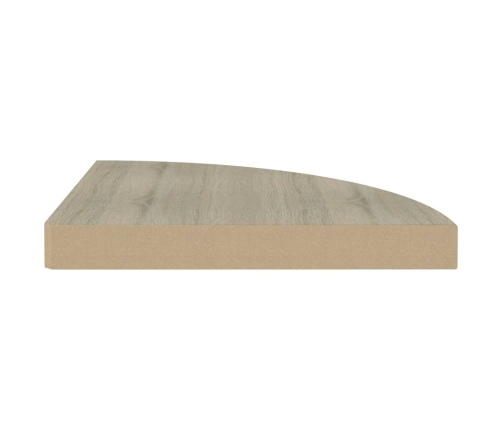 vidaXL Estantes flotantes de esquina 4 uds MDF roble 35x35x3,8 cm