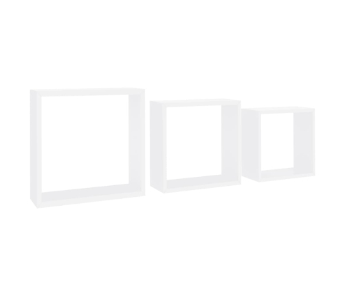 Estantes cubo de pared 3 unidades MDF blanco