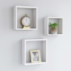 Estantes cubo de pared 3 unidades MDF blanco