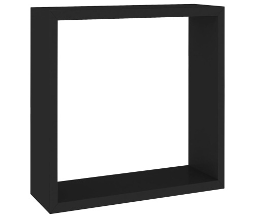 Estantes cubo de pared 3 unidades MDF negro