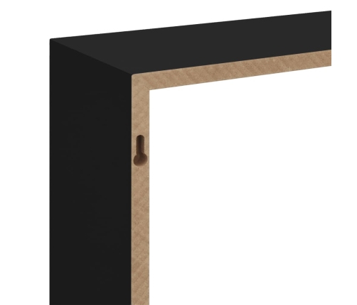 Estantes cubo de pared 3 unidades MDF negro