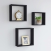 Estantes cubo de pared 3 unidades MDF negro