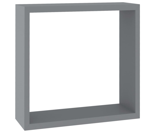 vidaXL Estantes cubo de pared 3 unidades MDF gris