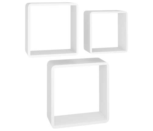 Estantes cubo de pared 3 unidades MDF blanco