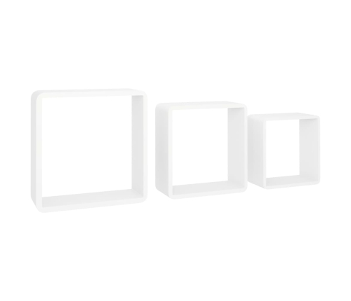 vidaXL Estantes cubo de pared 3 unidades MDF blanco