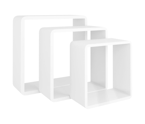 vidaXL Estantes cubo de pared 3 unidades MDF blanco