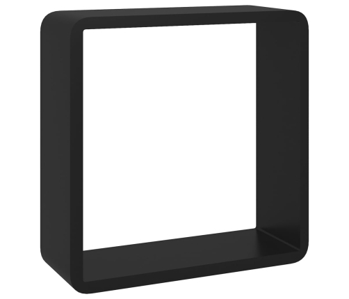 Estantes cubo de pared 3 unidades MDF negro