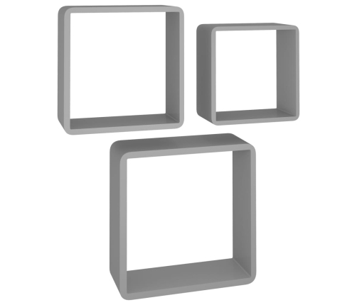 Estantes cubo de pared 3 unidades MDF gris