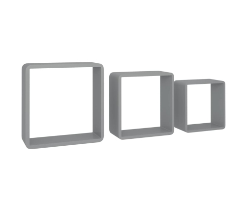 Estantes cubo de pared 3 unidades MDF gris