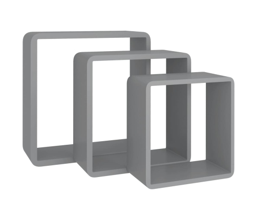 Estantes cubo de pared 3 unidades MDF gris