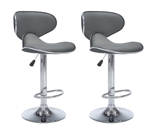 323648  Bar Stools 2 pcs Grey Faux Leather