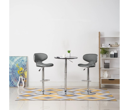 323648  Bar Stools 2 pcs Grey Faux Leather