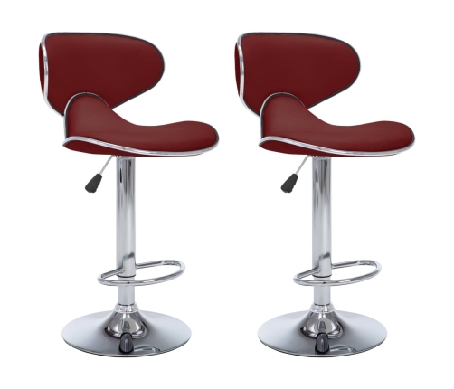 323649  Bar Stools 2 pcs Wine Red Faux Leather