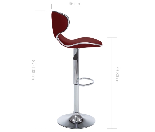 323649  Bar Stools 2 pcs Wine Red Faux Leather