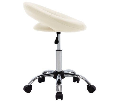 Silla de trabajo con ruedas cuero sintético crema