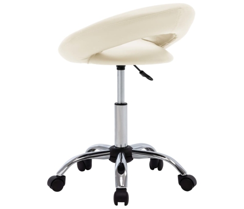 Silla de trabajo con ruedas cuero sintético crema