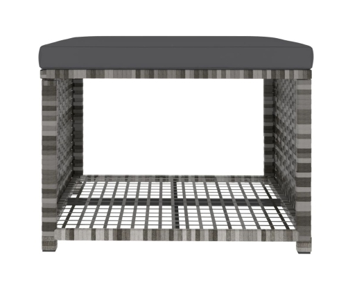 Juego de comedor de jardín 4 piezas con cojines ratán PE gris