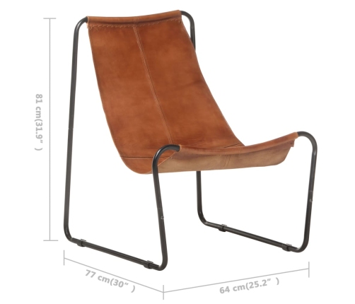 Silla de relax de cuero auténtico marrón