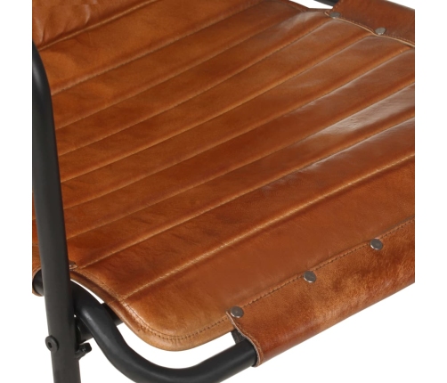 Silla de relax reposabrazos y reposapiés cuero auténtico marrón