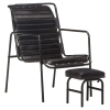 Silla de relax reposabrazos y reposapiés cuero auténtico negro