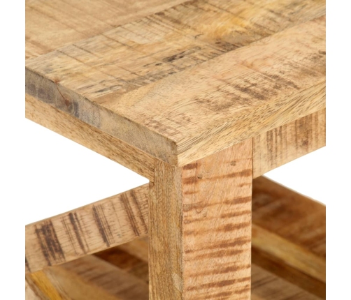 Mesa auxiliar con ruedas madera de mango rugosa 40x40x42 cm