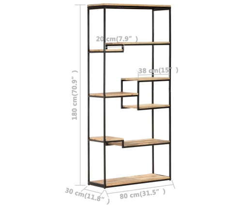 Estantería de madera de mango rugosa 80x30x180 cm