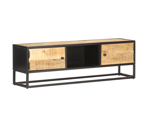 Mueble de TV puerta tallada madera de mango rugosa 130x30x40 cm