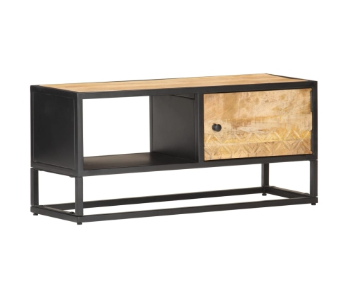 Mueble de TV puerta tallada madera de mango rugosa 90x30x40 cm