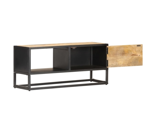 Mueble de TV puerta tallada madera de mango rugosa 90x30x40 cm