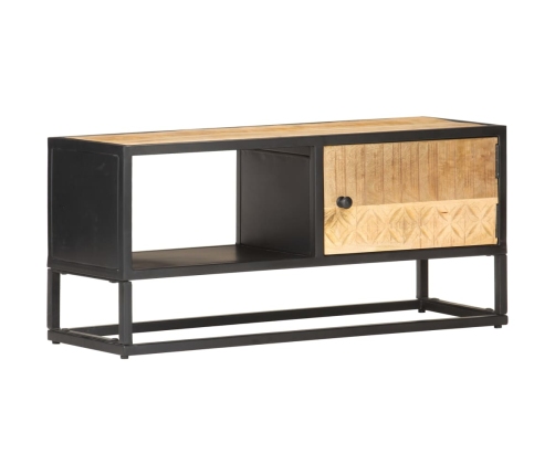 Mueble de TV puerta tallada madera de mango rugosa 90x30x40 cm