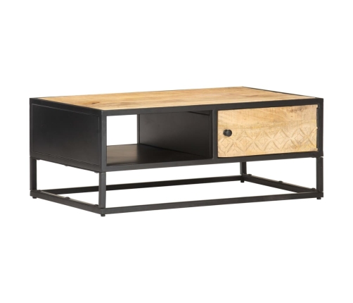 vidaXL Mueble de TV puerta tallada madera de mango rugosa 90x55x36 cm