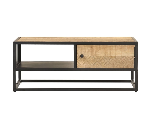 vidaXL Mueble de TV puerta tallada madera de mango rugosa 90x55x36 cm