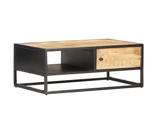 vidaXL Mueble de TV puerta tallada madera de mango rugosa 90x55x36 cm