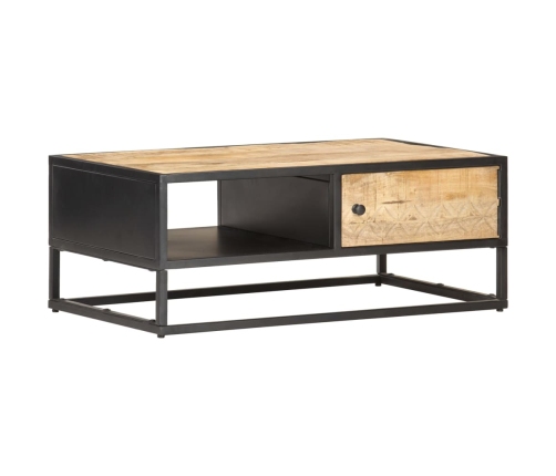 vidaXL Mueble de TV puerta tallada madera de mango rugosa 90x55x36 cm