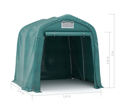 Carpa garaje de almacenamiento PVC verde 1,6x2,4 m