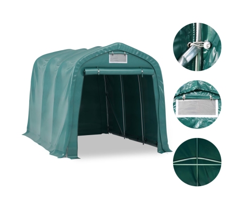 Carpa garaje de almacenamiento PVC verde 2,4x3,6 m