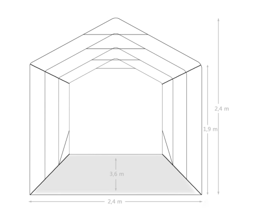 Carpa garaje de almacenamiento PVC verde 2,4x3,6 m