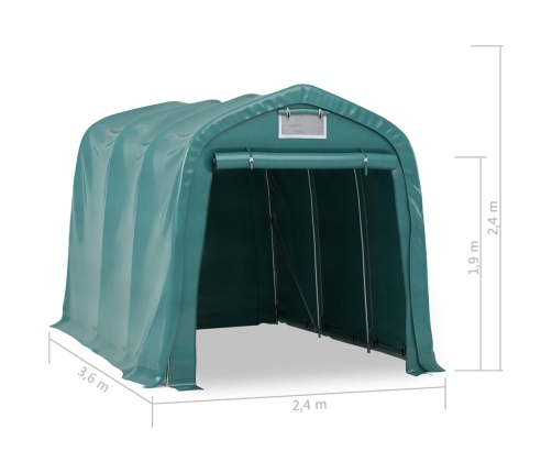 Carpa garaje de almacenamiento PVC verde 2,4x3,6 m