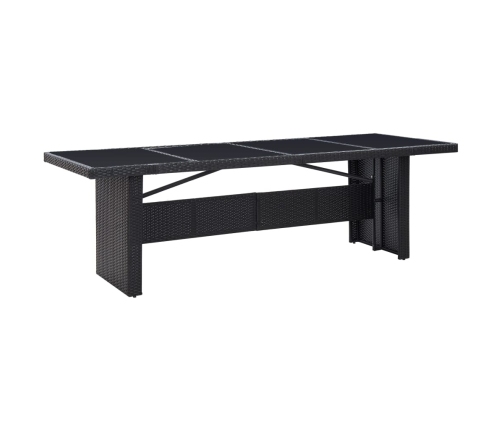 Mesa de jardín ratán sintético y vidrio negro 240x90x74 cm