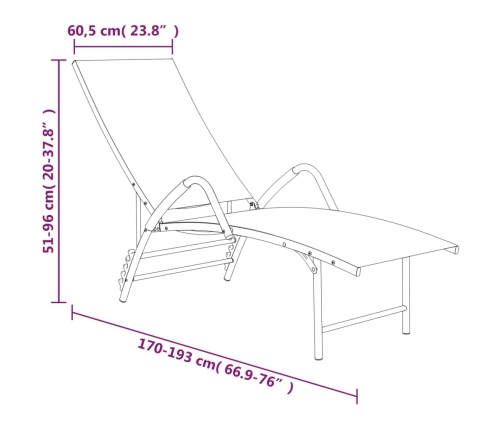 vidaXL Tumbona de textilene y aluminio gris taupé