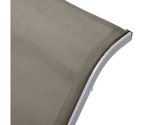 vidaXL Tumbonas con mesita 2 unidades aluminio gris taupe