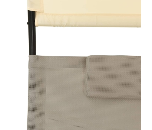 vidaXL Tumbona doble con toldo textilene color gris taupe y crema