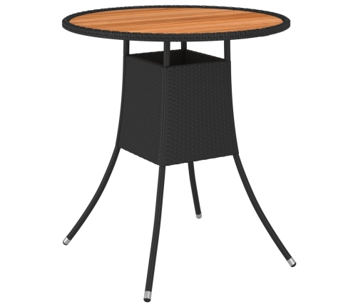 Mesa de comedor de jardín ratán sintético acacia negro Ø 70 cm