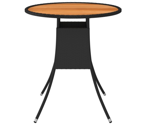 Mesa de comedor de jardín ratán sintético acacia negro Ø 70 cm