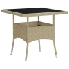 vidaXL Mesa de comedor de jardín ratán sintético y vidrio beige