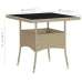 vidaXL Mesa de comedor de jardín ratán sintético y vidrio beige