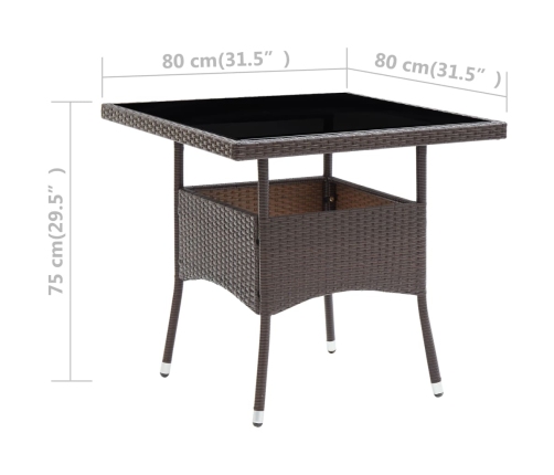 vidaXL Mesa de comedor de jardín ratán sintético marrón