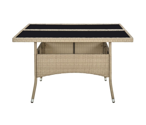 Mesa de comedor de jardín ratán sintético y vidrio beige